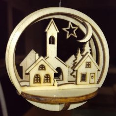 Laser Cut Christmas Ball Ornament Christmas Village SVG File