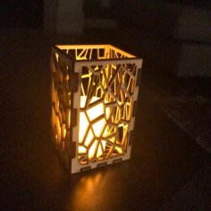 Laser Cut Wood Candle Holder Tea Light Lantern Free Vector