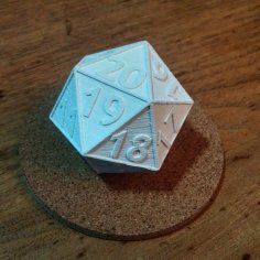 D20 – Dropdown Die – 20 Sided Die And Dual Extrusion 3D Printer Model