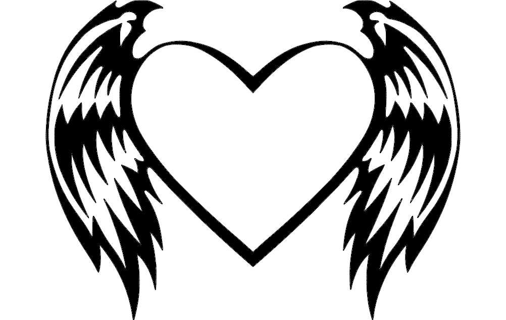 Сердце с крыльями dxf файл