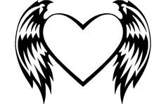 Coeur avec des ailes fichier dxf