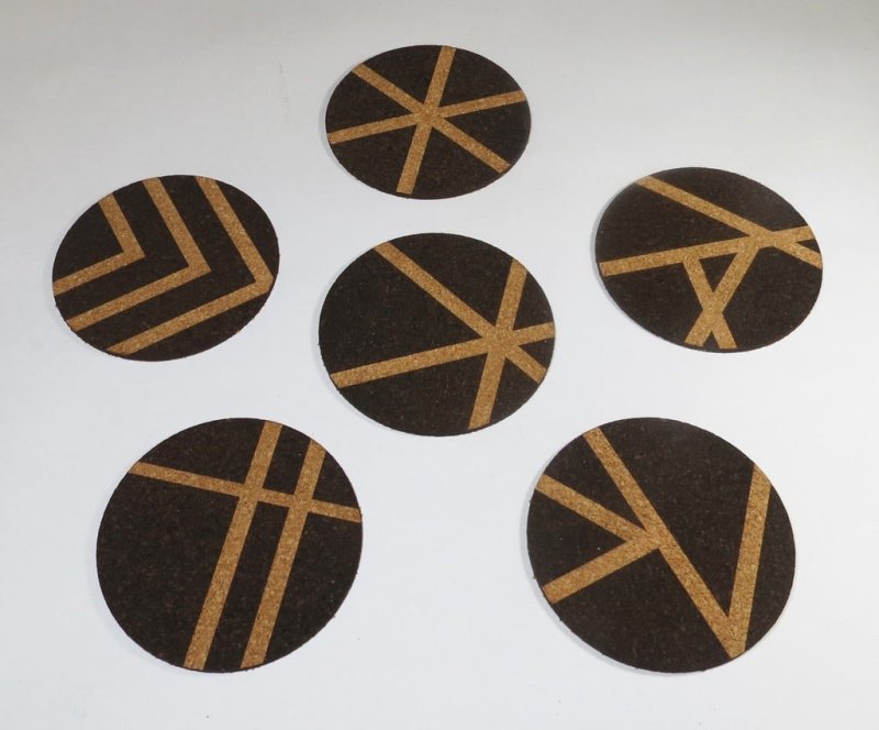 Laser Cut Coasters Made of Cork Sheet