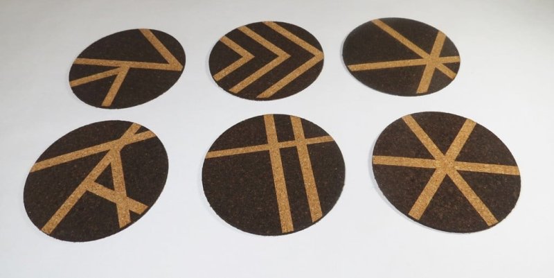 Laser Cut Coasters Made of Cork Sheet