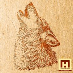 Laser Cut Wolf Engraving