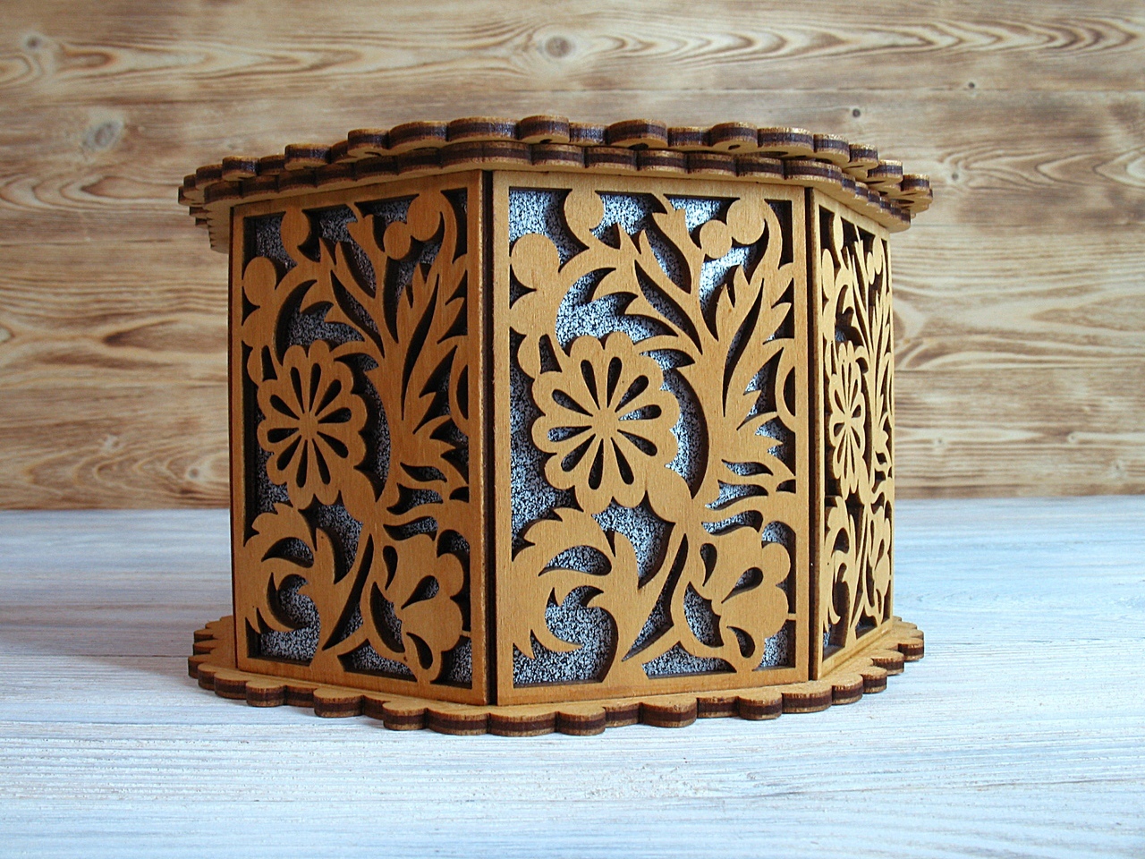 Laser Cut Decorative Basket With Lid Octagon Basket Free Vector