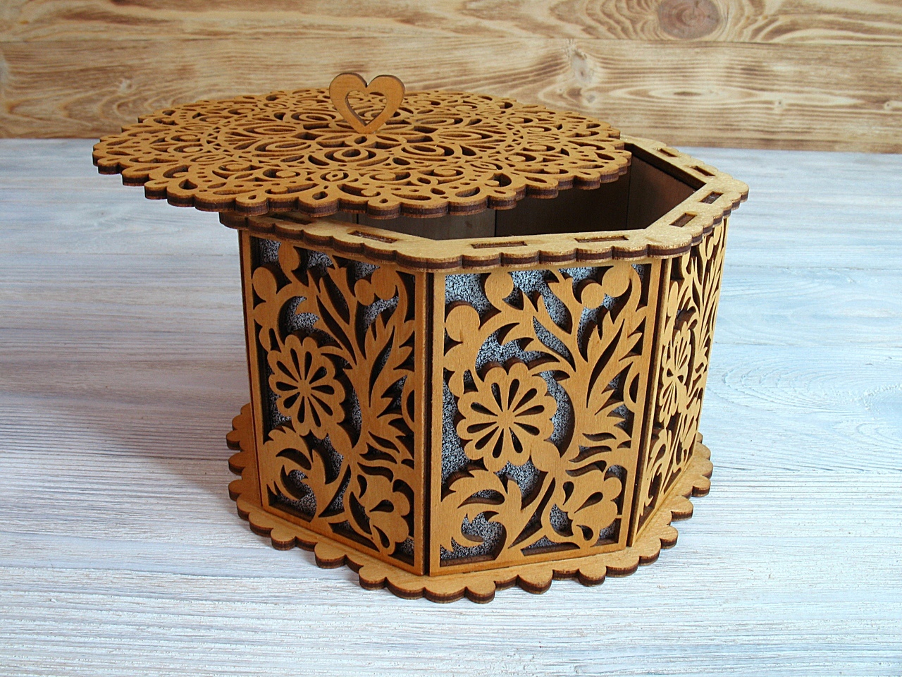 Laser Cut Decorative Basket With Lid Octagon Basket Free Vector