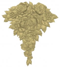 用于 CNC 路由器 Stl 文件的木质花卉装饰雕刻设计