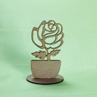 Laser Cut Wooden Rose With Stand Free Vector
