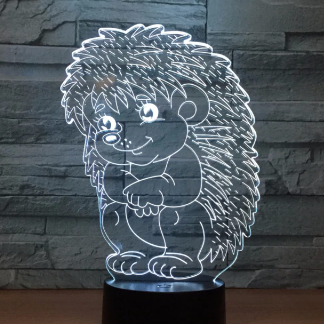 Laser Cut Hedgehog Acrylic 3D Illusion Night Light Free Vector