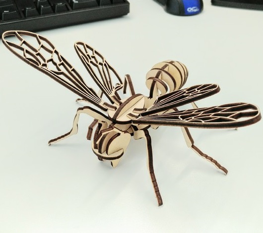 Laser Cut Bee 3D Puzzle 3mm DXF File