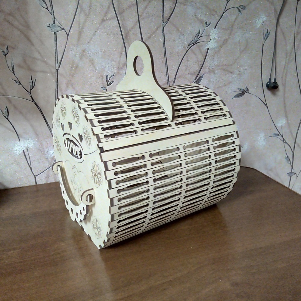 Лазерная резка деревянной декоративной корзины