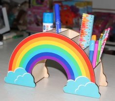 Portalápices organizador de escritorio de arcoíris cortado con láser