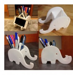 Laser Cut Elephant Phone And Pen Holder DXF File