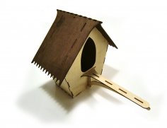 Лазерная резка птичьего домика из фанеры 3 мм