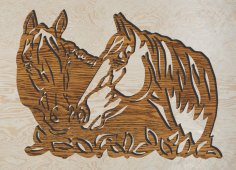 Plantilla de grabado láser de arte de pared de caballos
