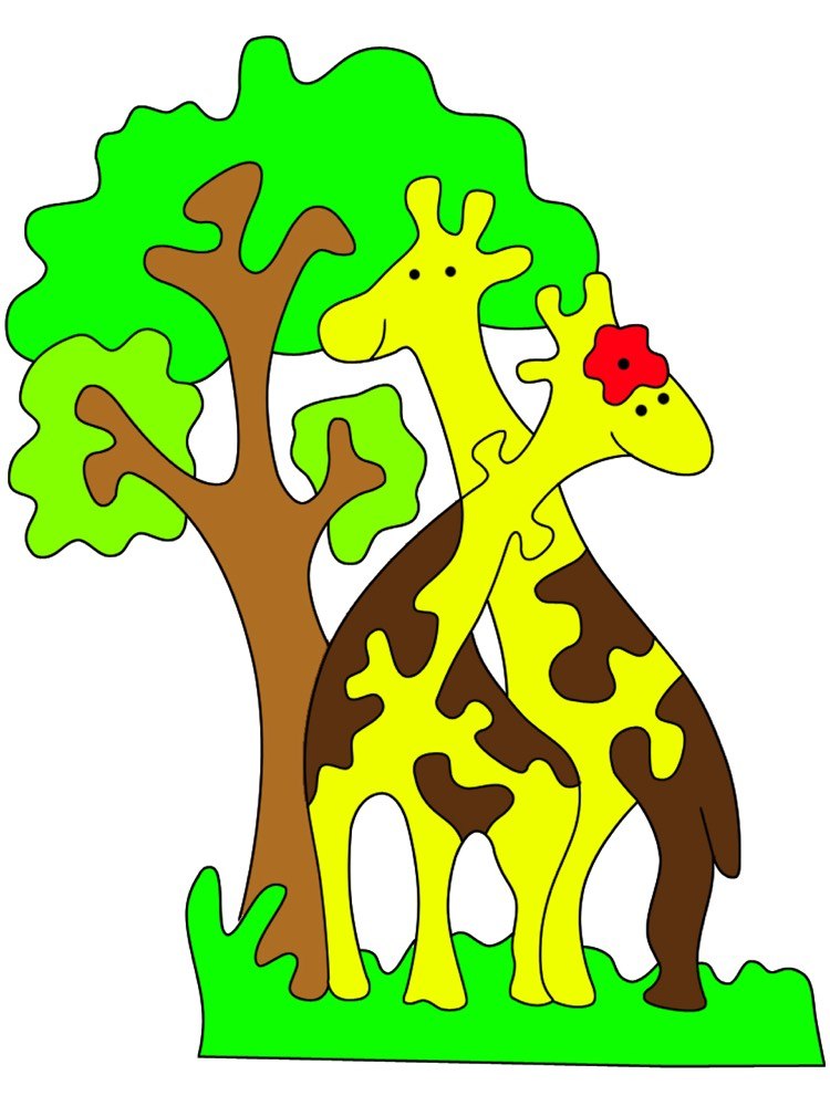 Puzzle con giraffa tagliata al laser