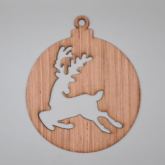 Laser Cut Reindeer Christmas Bauble Wooden Christmas Tree Decoration Free Vector