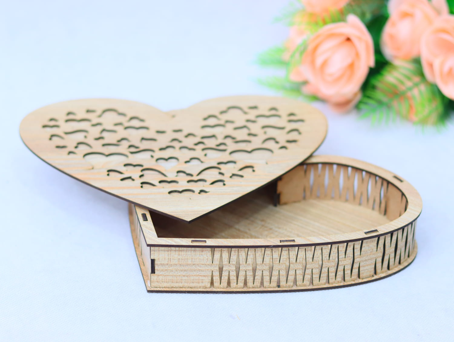 Laser Cut Wooden Heart Box 3mm Free Vector