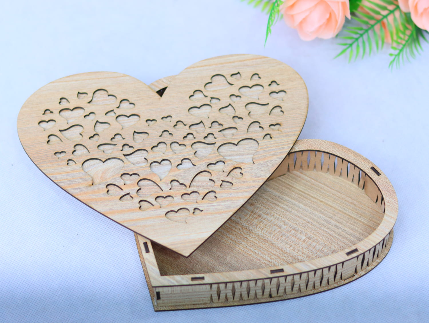 Laser Cut Wooden Heart Box 3mm Free Vector