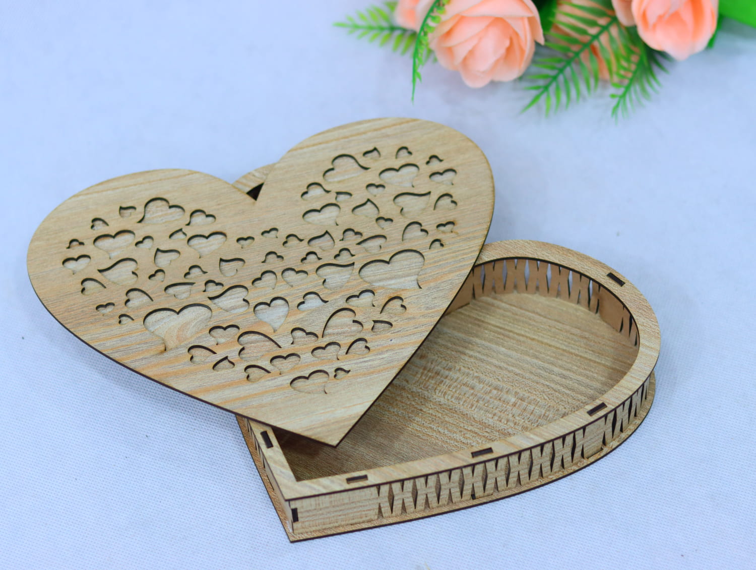 Laser Cut Wooden Heart Box 3mm Free Vector