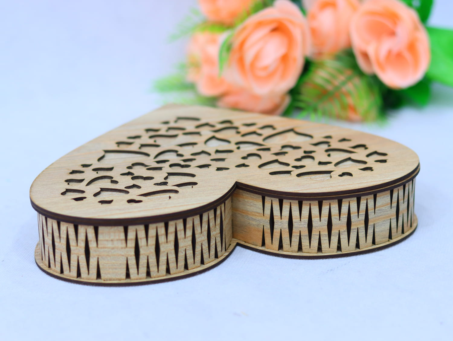 Laser Cut Wooden Heart Box 3mm Free Vector