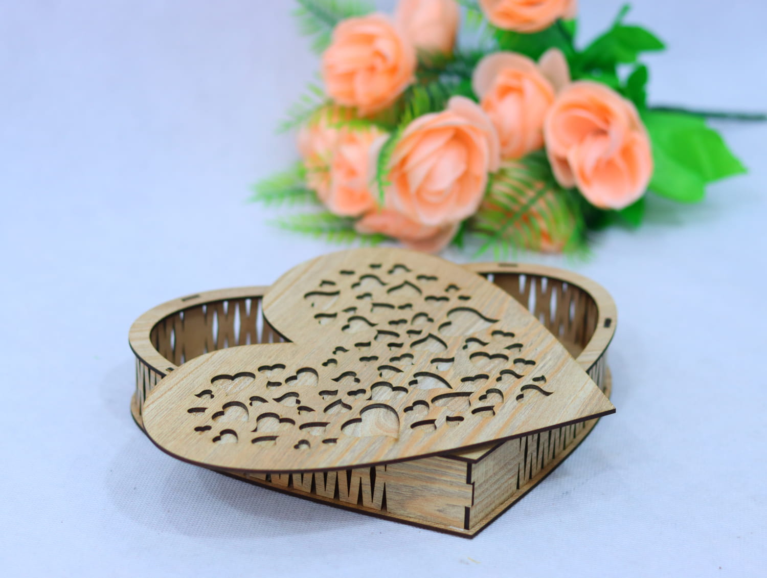 Laser Cut Wooden Heart Box 3mm Free Vector