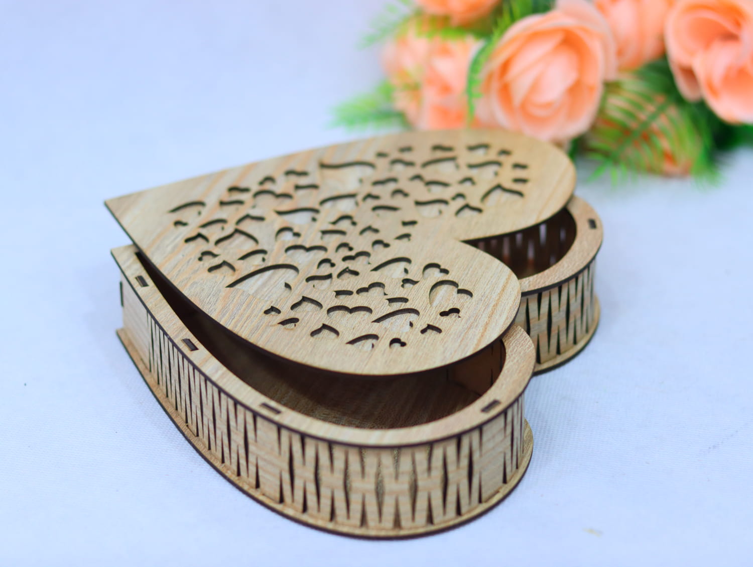 Laser Cut Wooden Heart Box 3mm Free Vector