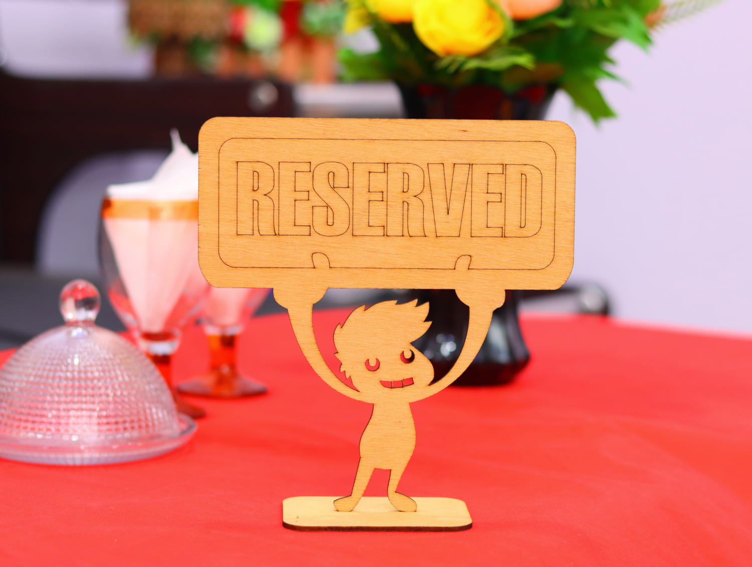 Laser Cut Wooden Reserved Table Sign CDR File