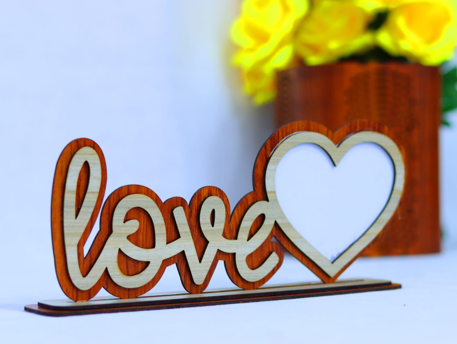 Laser Cut Love Photo Frame 3mm Free Vector