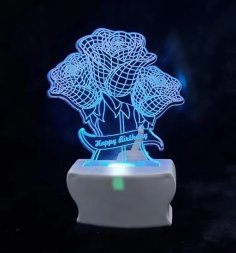 Lazer Kesim Güller 3D LED Gece Lambası