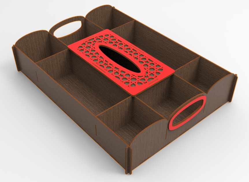 Laser Cut Serving Tray With Tissue Box 2.4mm Free Vector