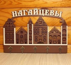 Laser Cut House Shaped Decorative Wall Key Holder Free Vector