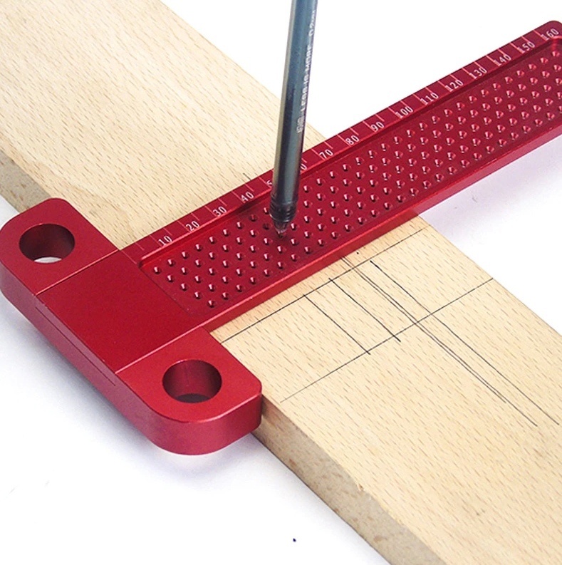 Laser Cut Woodworking T-Ruler Scriber Square Hole Gauge Free Vector