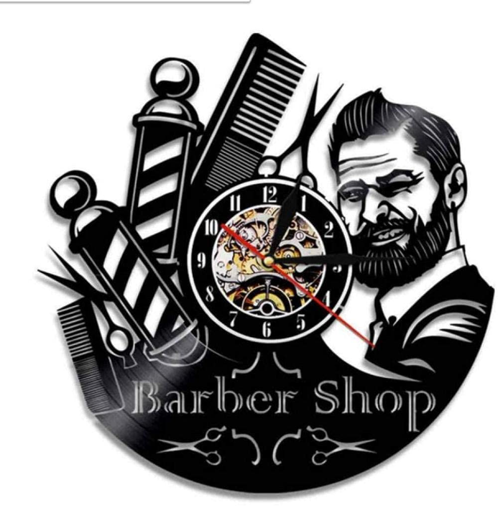 Laser Cut Barber Shop Logo Vinyl Record Wall Clock Free Vector