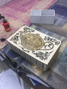 Boîte à thé décorative découpée au laser avec gravure de dessin de théière de bouilloire