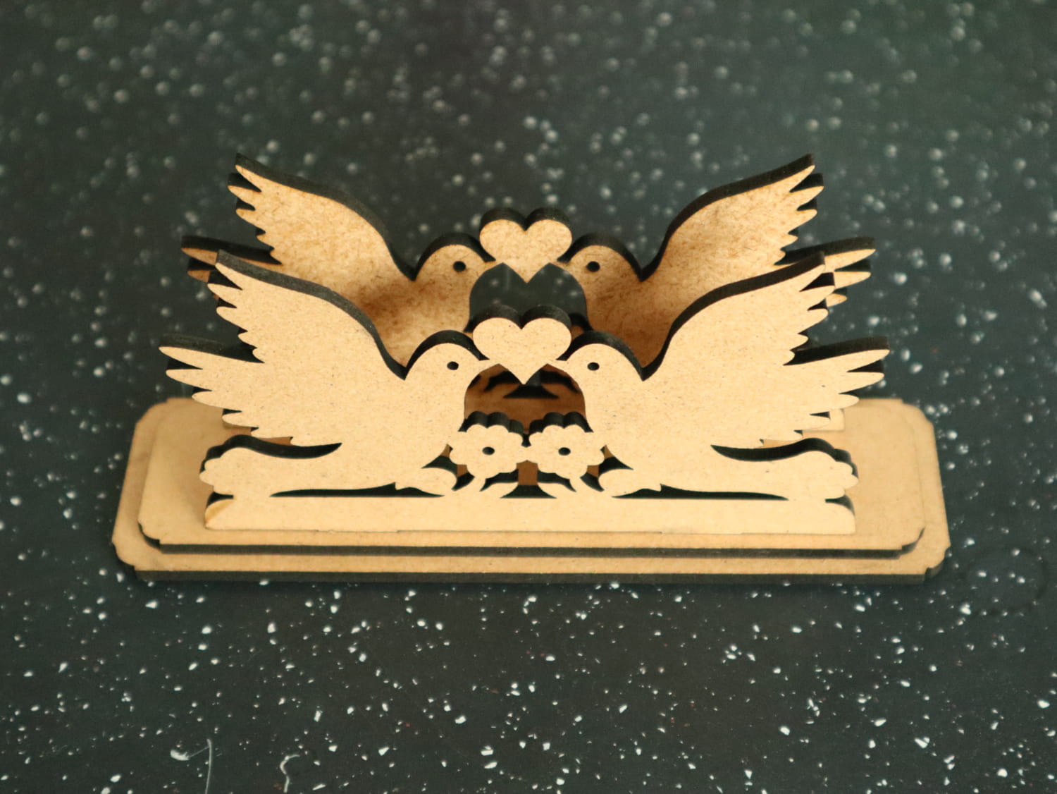 Laser Cut Pigeons With Heart Wedding Napkin Holder Free Vector