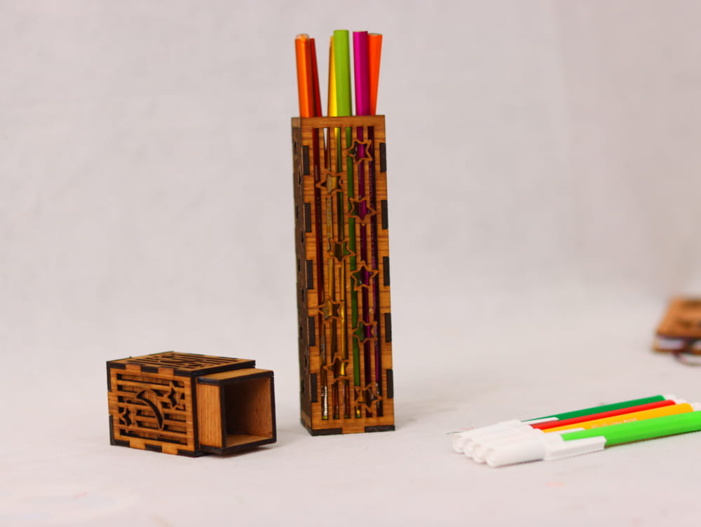 Laser Cut Wooden Pencil Case Free Vector