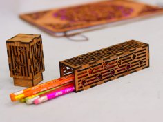 Laser Cut Wooden Pencil Case Free Vector