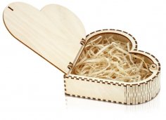 Caja de corazón de madera cortada con láser