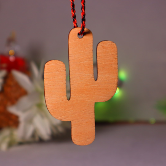 Laser Cut Cactus Shape Wood Ornament Free Vector