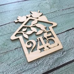 Laser Cut Wooden House Number Sign Free Vector