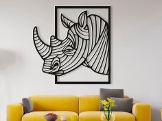 Лазерная резка головы носорога Настенный декор