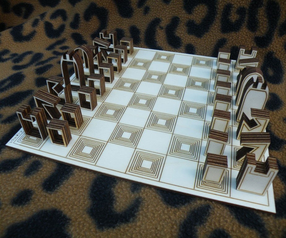 Laser Cut Wooden Chess Board & Pieces 4mm Free Vector cdr Download