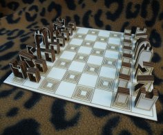 激光切割木制国际象棋套装