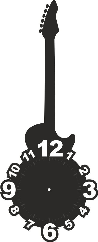 Gitarrenförmiges Ziffernblatt mit Laserschnitt
