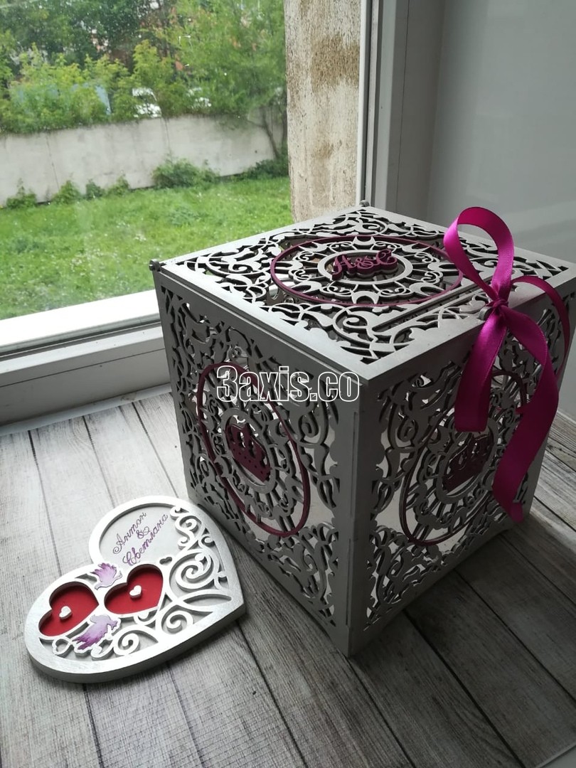 Laser Cut Decorative Wedding Box Template Free Vector