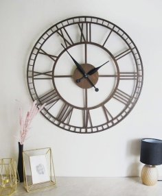 Laser Cut Oversized Simple Creative Roman Numeral Wall Clock Free Vector