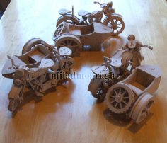 Laser Cut Motorcycle With Sidecar