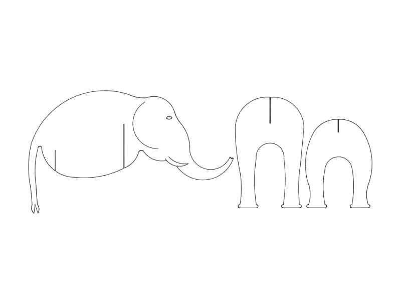 ملف الفيل 3 قطع dxf