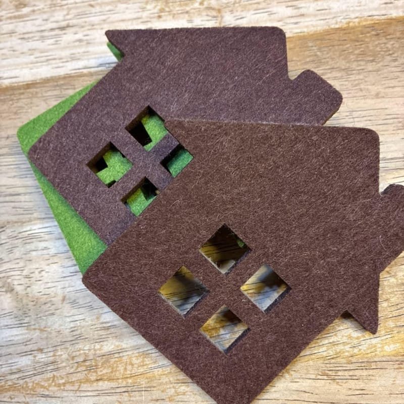 Laser Cut Felt Miniature House Shape Coasters